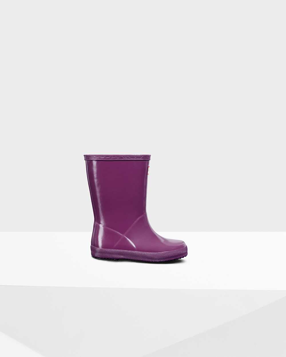 Hunter Original First Classic Gloss Kids Rain Boots NZ-46639E Purple